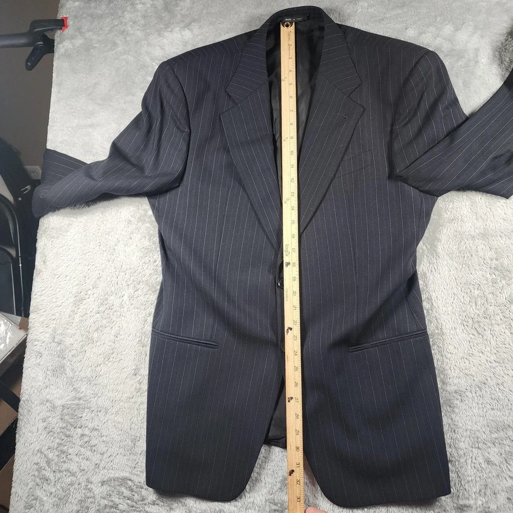 Armani‎ Collezioni Blazer Mens 40R Blue Pinstripe Wool Sport Coat Made Italy